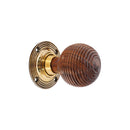 Spira Brass - Rosewood Beehive Rim/Mortice Door Knob  - Aged Brass - SB2116AB - Choice Handles