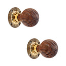 Spira Brass - Rosewood Beehive Rim/Mortice Door Knob  - Aged Brass - SB2116AB - Choice Handles