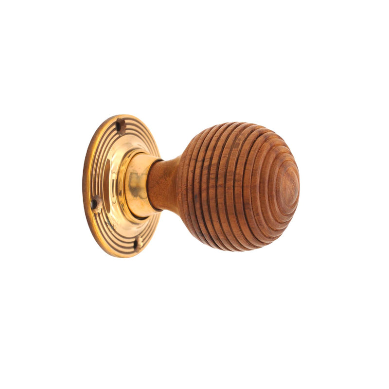 Spira Brass - Rosewood Beehive Rim/Mortice Door Knob  - Aged Brass - SB2116AB - Choice Handles