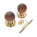 Spira Brass - Rosewood Beehive Rim/Mortice Door Knob  - Polished Brass - SB2116PB - Choice Handles
