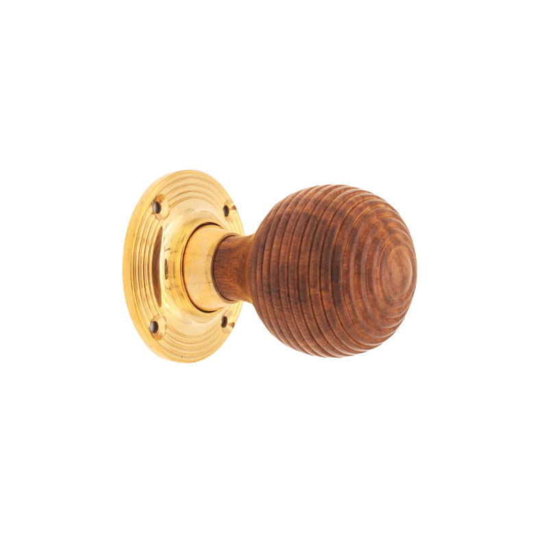 Spira Brass - Rosewood Beehive Rim/Mortice Door Knob  - Polished Brass - SB2116PB - Choice Handles