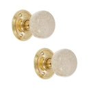 Spira Brass - Crackled Porcelain Mortice Door Knob  - Polished Brass - SB2117PB - Choice Handles