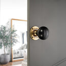 Spira Brass - Ebony Bun Rim/Mortice Door Knob  - Aged Brass - SB2120AB - Choice Handles