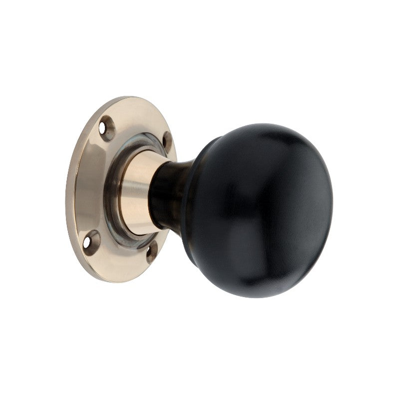 Spira Brass - Ebony Bun Rim/Mortice Door Knob  - Aged Brass - SB2120AB - Choice Handles