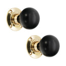 Spira Brass - Ebony Bun Rim/Mortice Door Knob  - Polished Brass - SB2120PB - Choice Handles