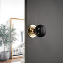 Spira Brass - Ebony Bun Rim/Mortice Door Knob  - Polished Brass - SB2120PB - Choice Handles