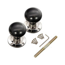 Spira Brass - Ebony Bun Rim/Mortice Door Knob  - Polished Nickel - SB2120PN - Choice Handles