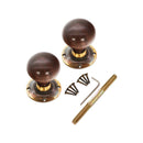 Spira Brass - Rosewood Bun Rim/Mortice Door Knob  - Aged Brass - SB2121AB - Choice Handles