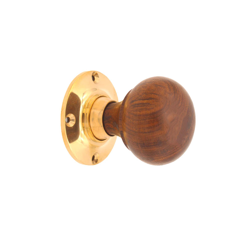 Spira Brass - Rosewood Bun Rim/Mortice Door Knob  - Polished Brass - SB2121PB - Choice Handles