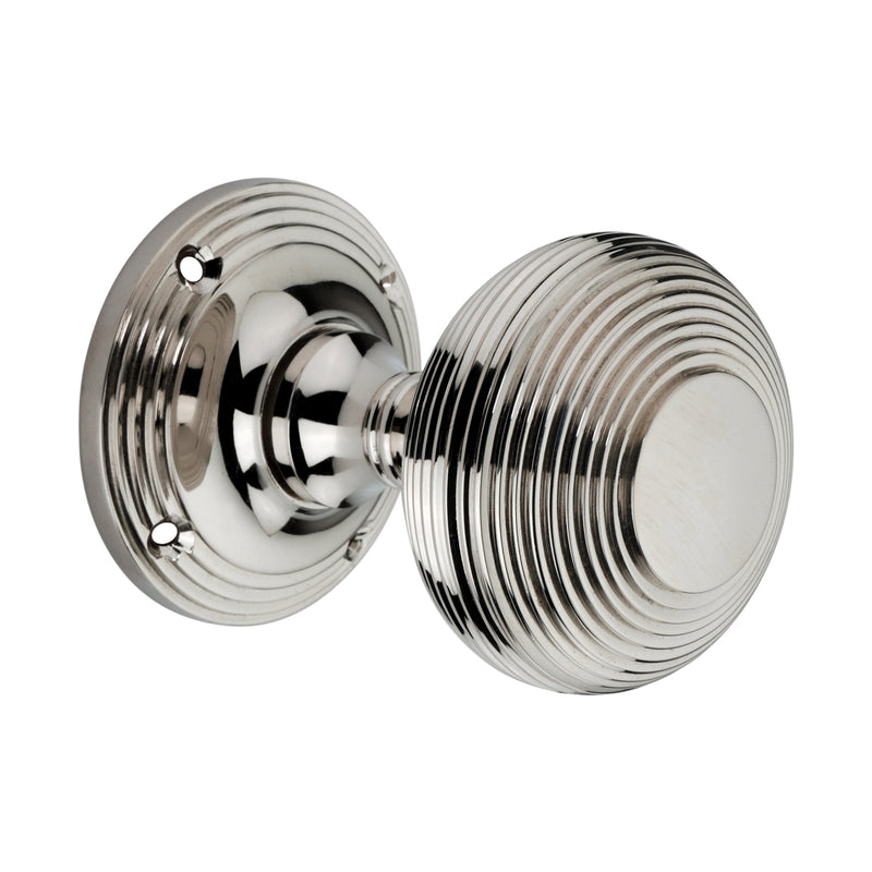 Spira Brass - Beehive Door Knob 55mm  - Polished Nickel - SB2122PN - Choice Handles