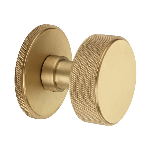 Spira Brass - Connaught Knurled Door Knob  - Satin Brass - SB2123SB - Choice Handles