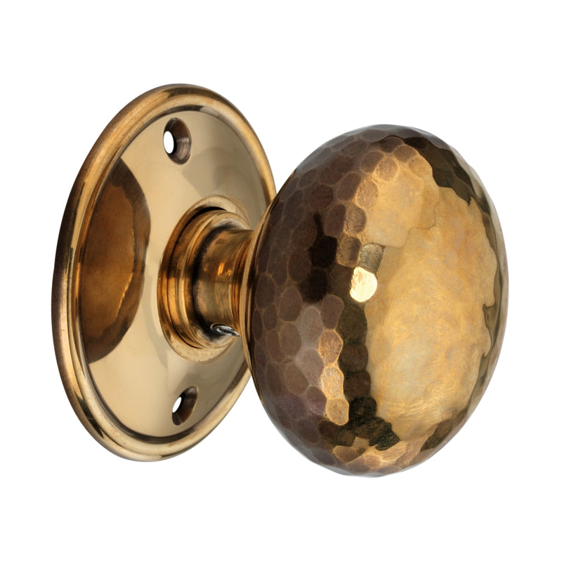 Spira Brass - Hammered Cottage Large Mortice/Rim Door Knob - Aged Brass - SB2125AB - Choice Handles