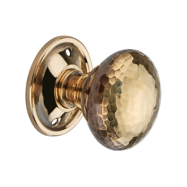 Spira Brass - Hammered Mushroom Mortice/Rim Door Knob  - Aged Brass - SB2126AB - Choice Handles