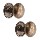 Spira Brass - Hammered Mushroom Mortice/Rim Door Knob  - Antique - SB2126AT - Choice Handles
