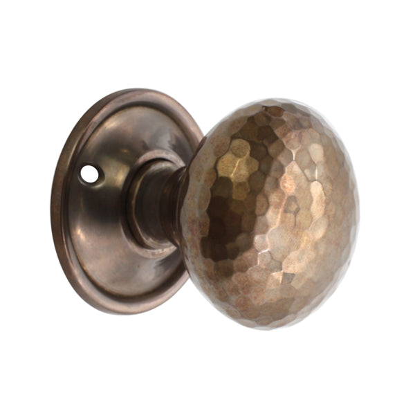 Spira Brass - Hammered Mushroom Mortice/Rim Door Knob  - Antique - SB2126AT - Choice Handles