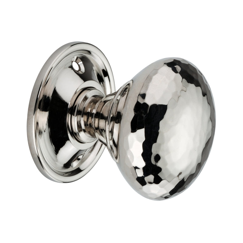 Spira Brass - Hammered Mushroom Mortice/Rim Door Knob  - Polished Nickel - SB2126PN - Choice Handles