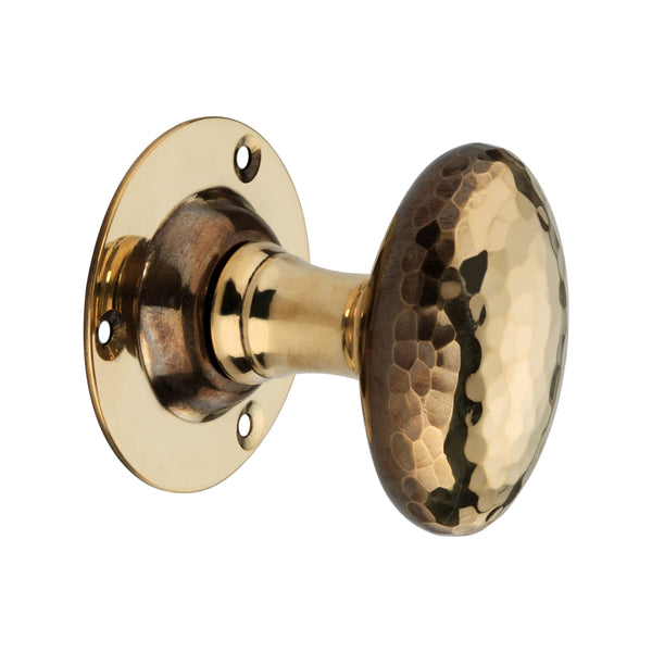 Spira Brass - Hammered Oval Mortice Door Knob  - Aged Brass - SB2127AB - Choice Handles