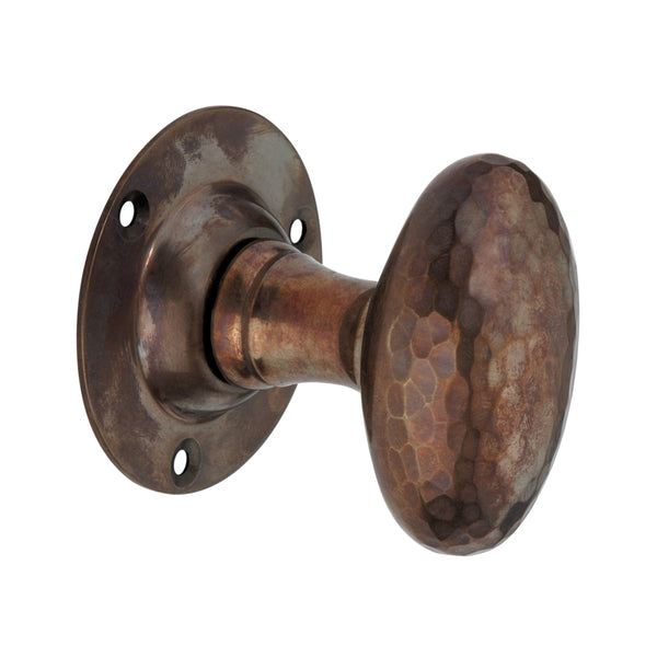 Spira Brass - Hammered Oval Mortice Door Knob  - Antique - SB2127AT - Choice Handles