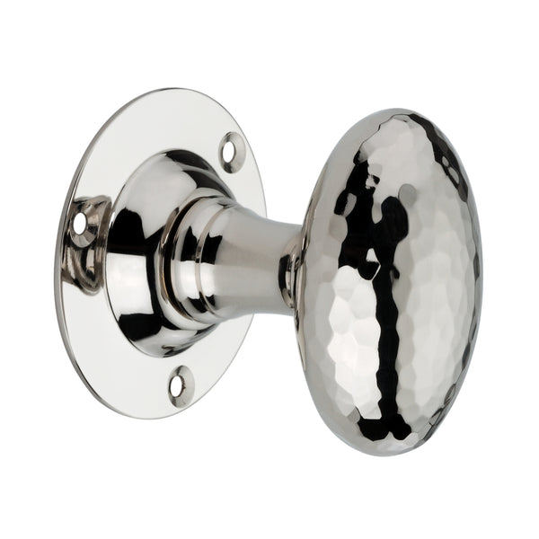 Spira Brass - Hammered Oval Mortice Door Knob  - Polished Nickel - SB2127PN - Choice Handles