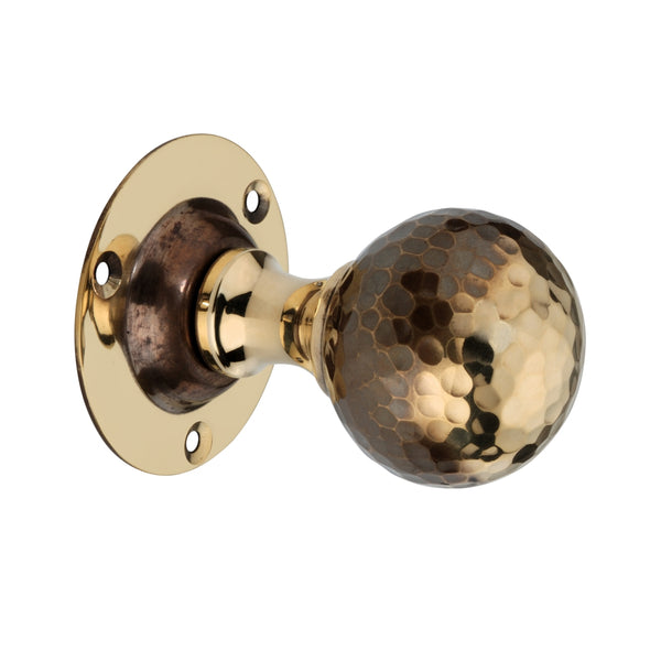 Spira Brass - Hammered Ball Mortice Door Knob  - Aged Brass - SB2128AB - Choice Handles