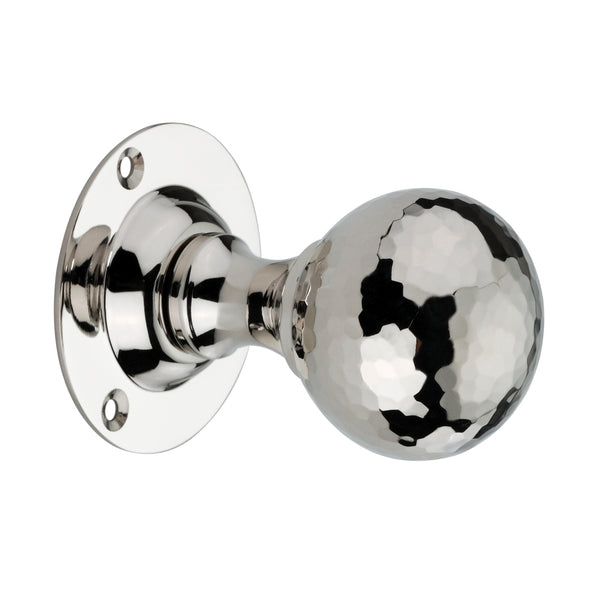 Spira Brass - Hammered Ball Mortice Door Knob  - Polished Nickel - SB2128PN - Choice Handles