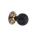 Spira Brass - Ebonised Beehive Mortice/Rim Door Knob  - Aged Brass - SB2131AB - Choice Handles