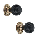 Spira Brass - Ebonised Beehive Mortice/Rim Door Knob  - Aged Brass - SB2131AB - Choice Handles