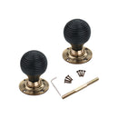 Spira Brass - Ebonised Beehive Mortice/Rim Door Knob  - Aged Brass - SB2131AB - Choice Handles