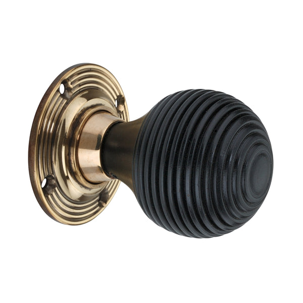 Spira Brass - Ebonised Beehive Mortice/Rim Door Knob  - Aged Brass - SB2131AB - Choice Handles