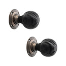 Spira Brass - Ebonised Beehive Mortice/Rim Door Knob  - Matt Antique - SB2131MANT - Choice Handles