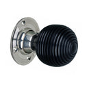 Spira Brass - Ebonised Beehive Mortice/Rim Door Knob  - Polished Nickel - SB2131PN - Choice Handles