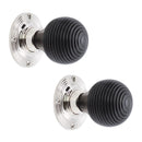 Spira Brass - Ebonised Beehive Mortice/Rim Door Knob  - Polished Nickel - SB2131PN - Choice Handles