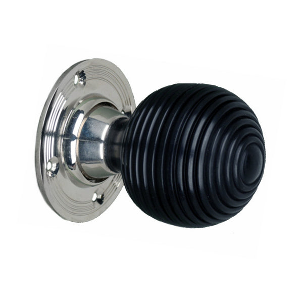 Spira Brass - Ebonised Beehive Mortice/Rim Door Knob  - Polished Nickel - SB2131PN - Choice Handles