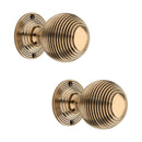 Spira Brass - Reeded 60mm Rim/Mortice Door Knob - Aged Brass - SB2133AB - Choice Handles