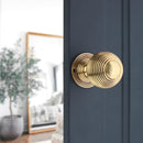 Spira Brass - Reeded 60mm Rim/Mortice Door Knob - Aged Brass - SB2133AB - Choice Handles