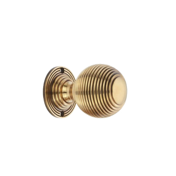 Spira Brass - Reeded 60mm Rim/Mortice Door Knob - Aged Brass - SB2133AB
