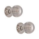 Spira Brass - Reeded 60mm Rim/Mortice Door Knob Polished Nickel - SB2133PN - Choice Handles
