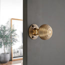 Spira Brass - Ribbed Rim/Mortice Door Knob Aged Brass
 - SB2134AB - Choice Handles