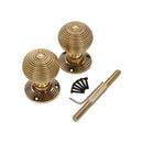 Spira Brass - Ribbed Rim/Mortice Door Knob Aged Brass
 - SB2134AB - Choice Handles