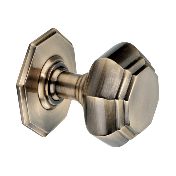 Spira Brass - Octagonal Centre Door Knob  - Antique Brass - SB2201ANT - Choice Handles