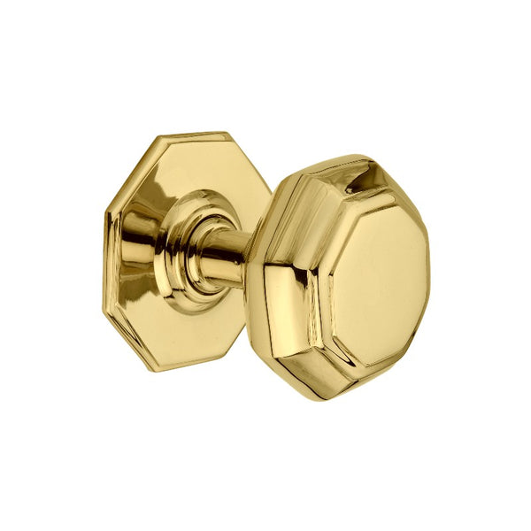 Spira Brass - Octagonal Centre Door Knob  - Polished Brass - SB2201PB - Choice Handles