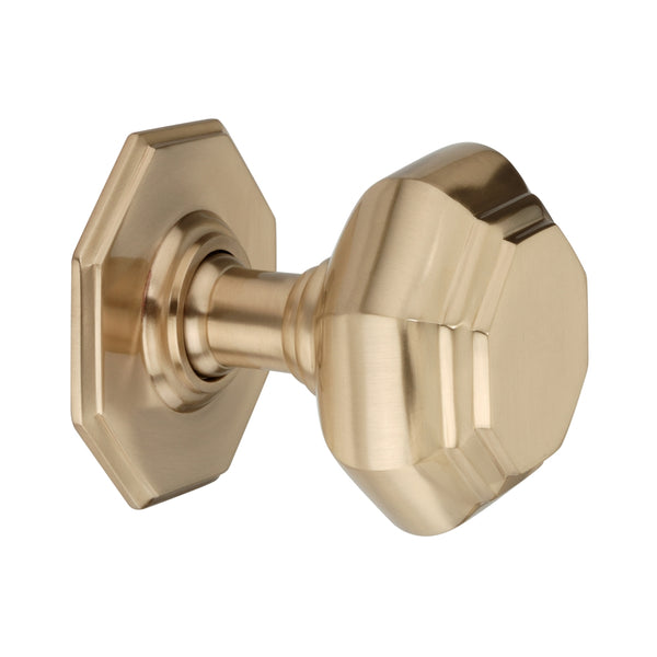 Spira Brass - Octagonal Centre Door Knob  - Satin Brass - SB2201SB - Choice Handles