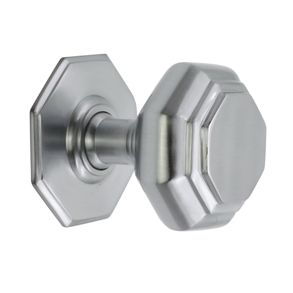 Spira Brass - Octagonal Centre Door Knob  - Satin Chrome - SB2201SC - Choice Handles