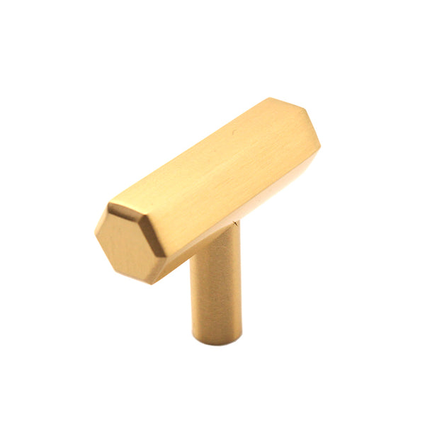Spira Brass - Hexagonal T bar Cupboard Pull  - Satin Brass - SB2313SB - Choice Handles