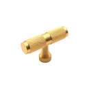 Spira Brass - Knurled T bar Cupboard Pull  - Satin Brass - SB2328SB - Choice Handles