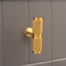 Spira Brass - Knurled T bar Cupboard Pull  - Satin Brass - SB2328SB - Choice Handles