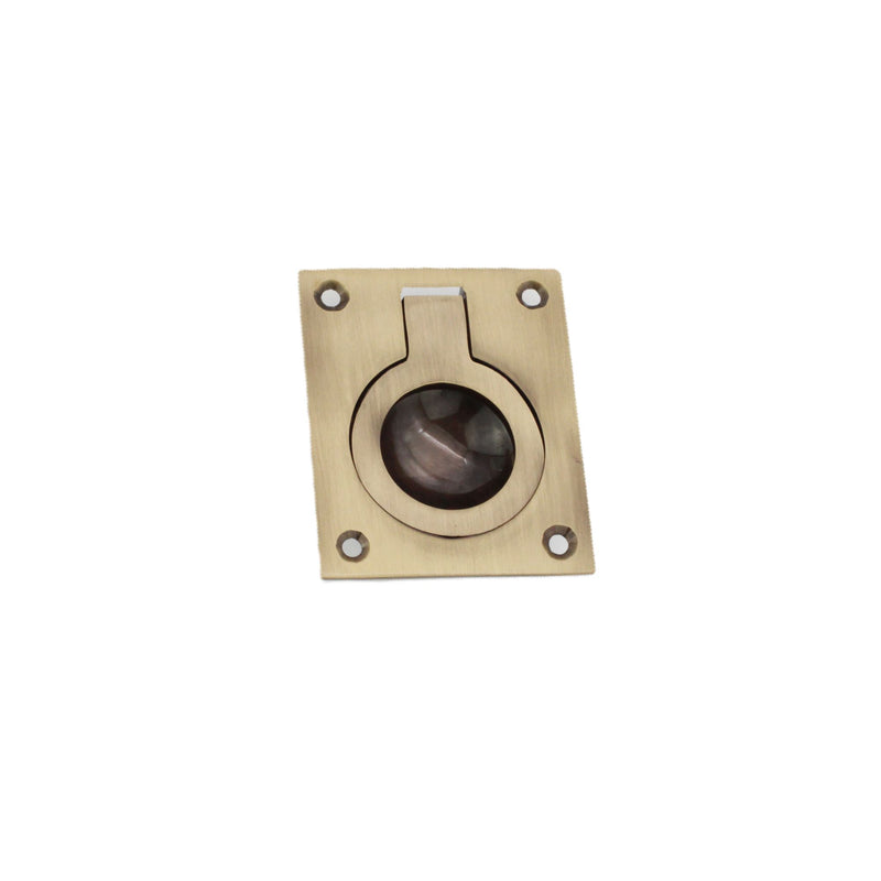 Spira Brass - Ring Pull Square Flush - Antique Brass -SB2349ANT - Choice Handles