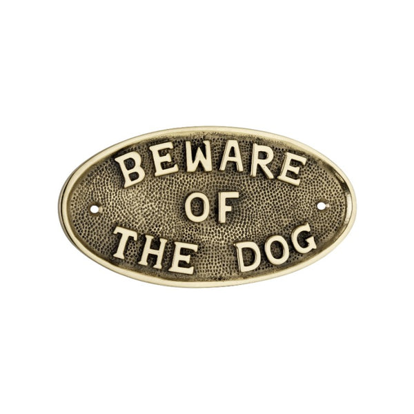 Spira Brass - Beware Of The Dog Door Plate  - Polished Brass - SB5205PB - Choice Handles