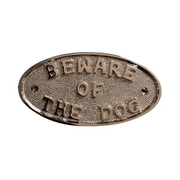 Spira Brass - Beware Of The Dog Door Plate  - Polished Nickel - SB5205PN - Choice Handles