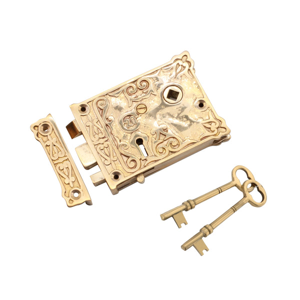 Spira Brass - Floral Rim Lock  - Polished Brass - SB7102PBUL - Choice Handles